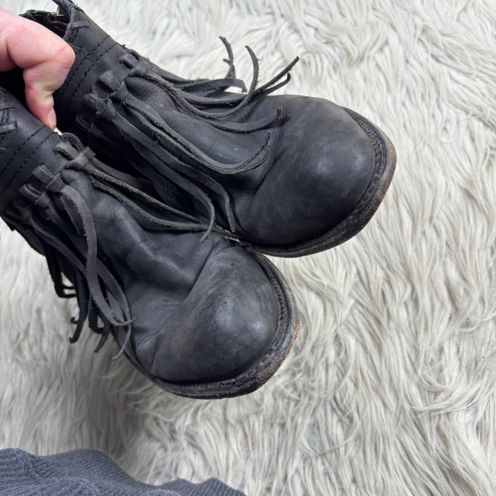 Liberty Black Women's 8 Black Leather Fringe Alice Boots Western Boho Stagecoach - Picture 5 of 8